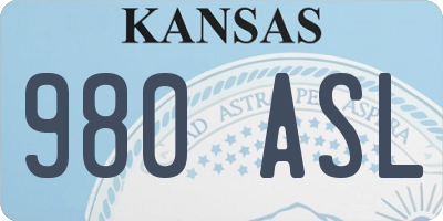 KS license plate 980ASL