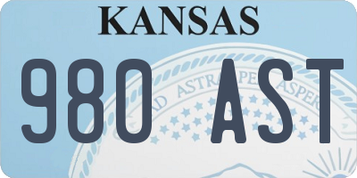 KS license plate 980AST
