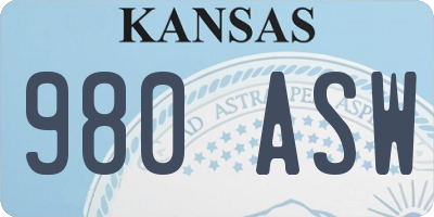 KS license plate 980ASW