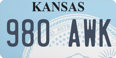 KS license plate 980AWK