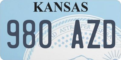 KS license plate 980AZD