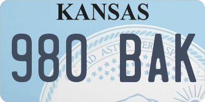 KS license plate 980BAK