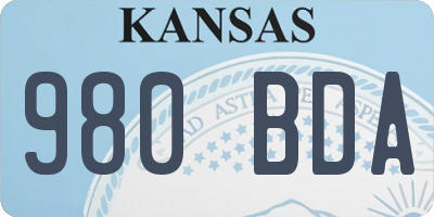 KS license plate 980BDA