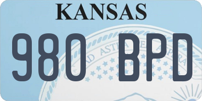 KS license plate 980BPD
