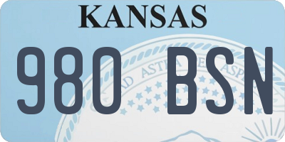 KS license plate 980BSN