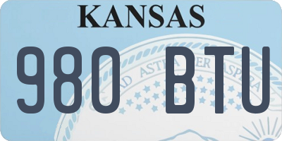 KS license plate 980BTU
