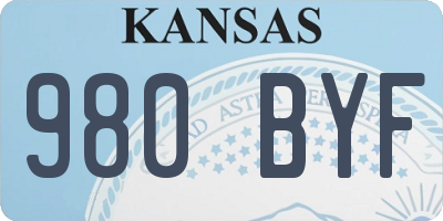 KS license plate 980BYF
