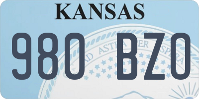 KS license plate 980BZO