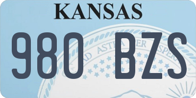 KS license plate 980BZS
