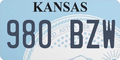 KS license plate 980BZW