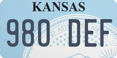 KS license plate 980DEF