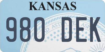 KS license plate 980DEK