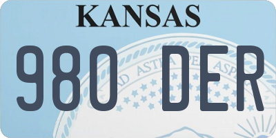 KS license plate 980DER