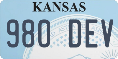 KS license plate 980DEV