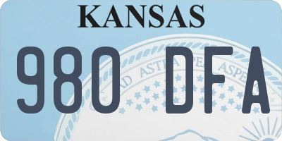 KS license plate 980DFA