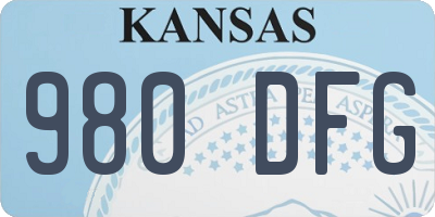 KS license plate 980DFG