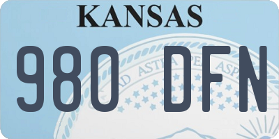 KS license plate 980DFN
