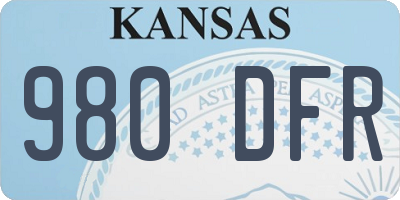 KS license plate 980DFR
