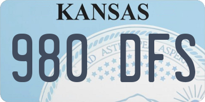 KS license plate 980DFS