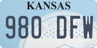 KS license plate 980DFW