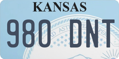 KS license plate 980DNT