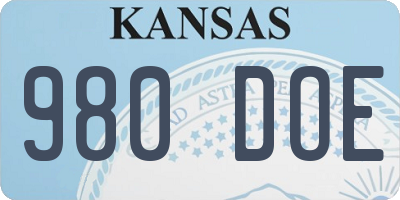 KS license plate 980DOE