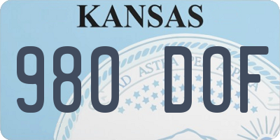KS license plate 980DOF