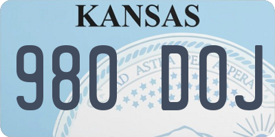KS license plate 980DOJ