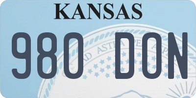 KS license plate 980DON