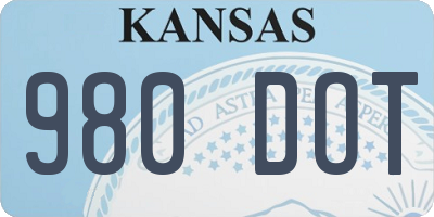 KS license plate 980DOT
