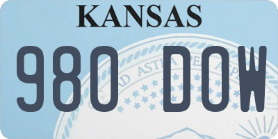 KS license plate 980DOW