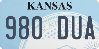 KS license plate 980DUA