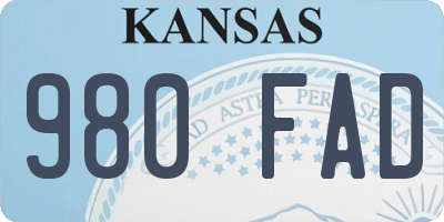 KS license plate 980FAD