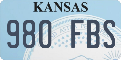 KS license plate 980FBS