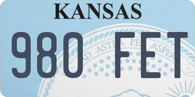 KS license plate 980FET