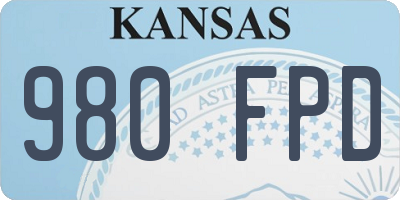 KS license plate 980FPD