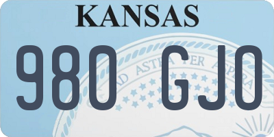 KS license plate 980GJO