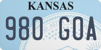 KS license plate 980GOA