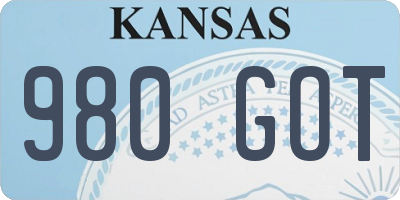 KS license plate 980GOT