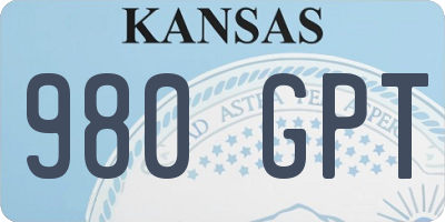 KS license plate 980GPT