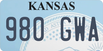 KS license plate 980GWA