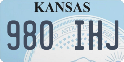 KS license plate 980IHJ