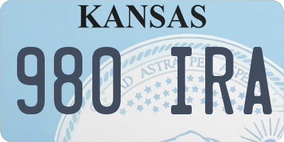KS license plate 980IRA