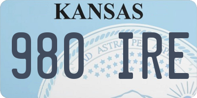 KS license plate 980IRE