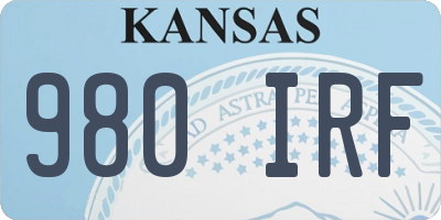 KS license plate 980IRF