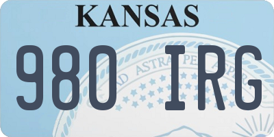 KS license plate 980IRG