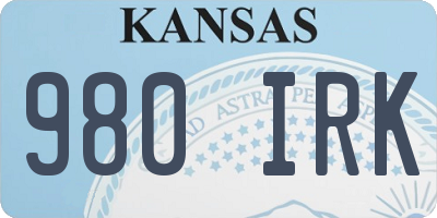 KS license plate 980IRK