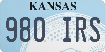 KS license plate 980IRS