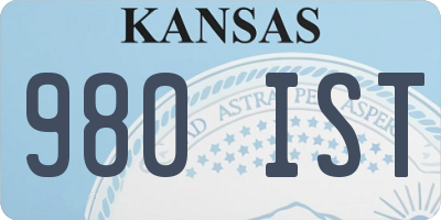 KS license plate 980IST