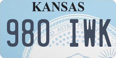 KS license plate 980IWK